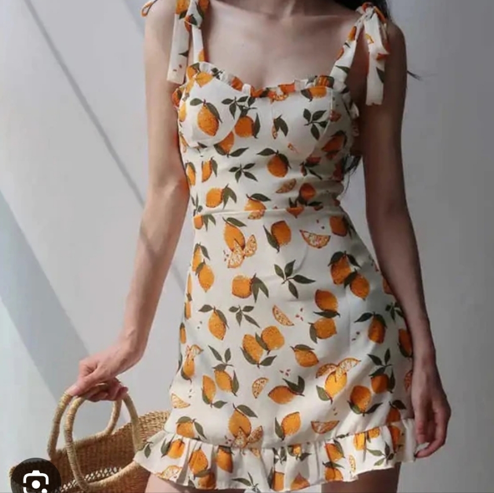 Oranges Print Summer Dress
